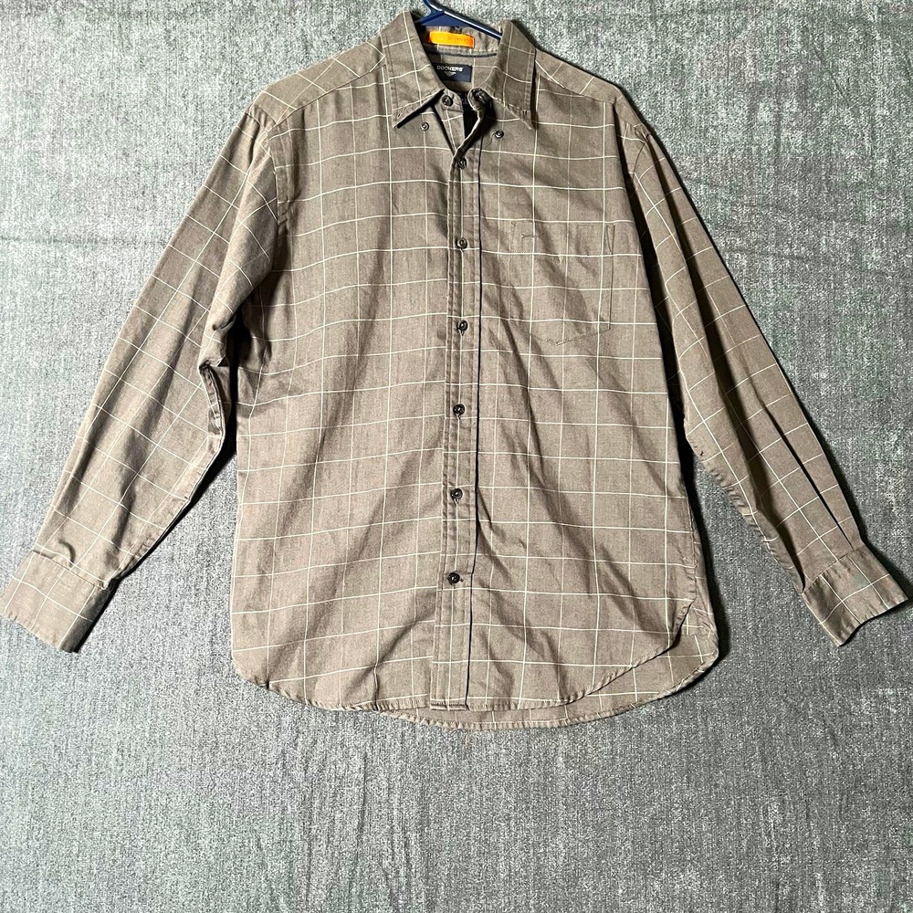 Dockers Shirt Mens S Gray Check Long Sleeve Button Up Wrinkle Resistant Twill